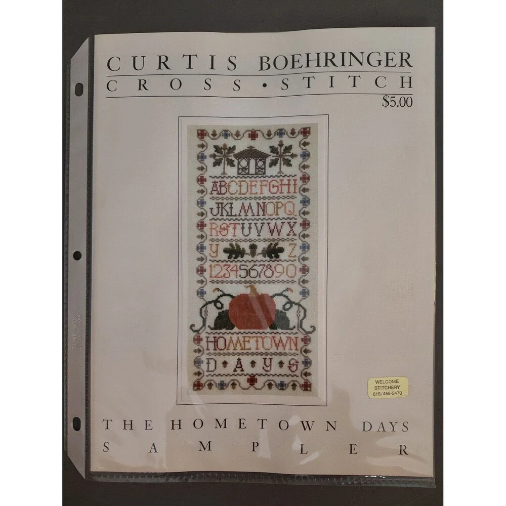 Curtis Boehringer THE HOMETOWN DAYS SAMPLER Autumn Pumpkin Cross Stitch Pattern